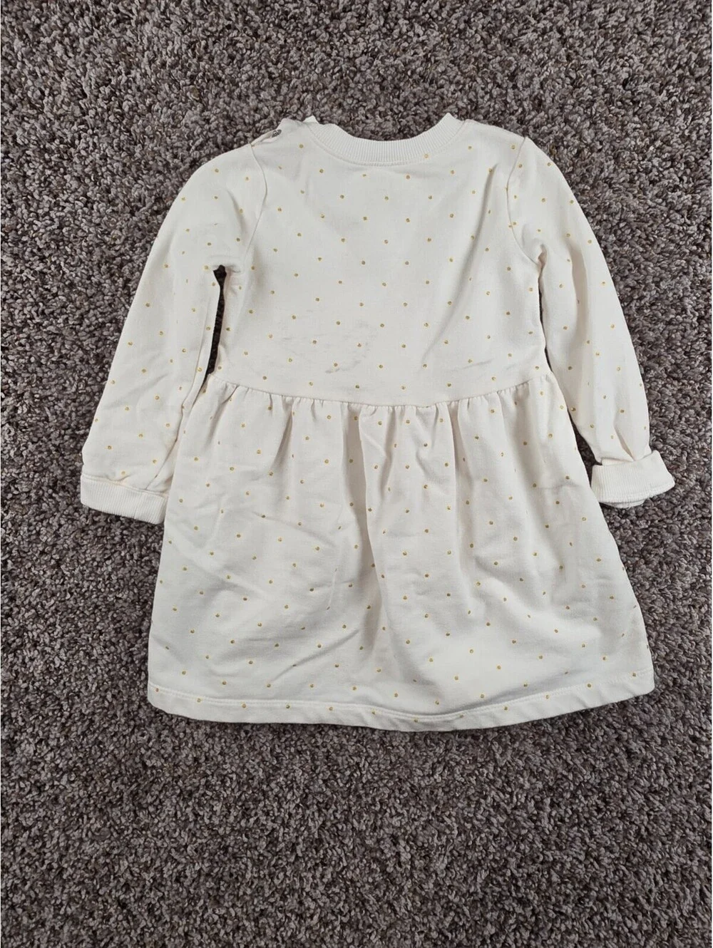 Toddler Girls Sz 24M Long Sleeve Sweater Dress White Gold Cat Embroidered